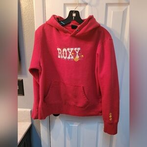 vintage Roxy red hooded sweatshirt with a kangaroo pouch pocket